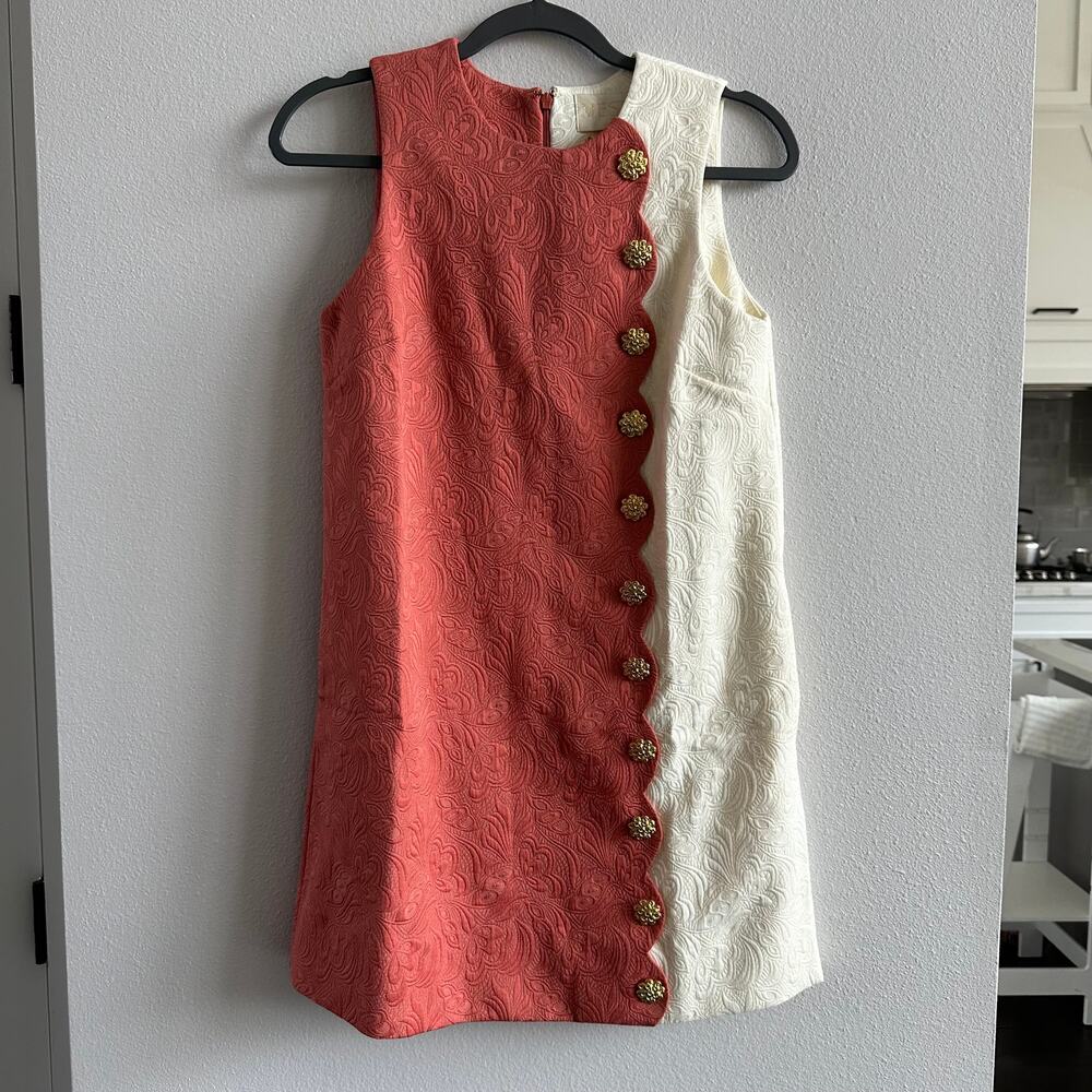 NWT Mestiza Etta Scallop Mini Dress-Terracotta & Ivory Size 2